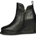 Leather wedge ankle boots