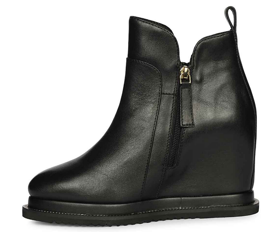 Leather wedge ankle boots